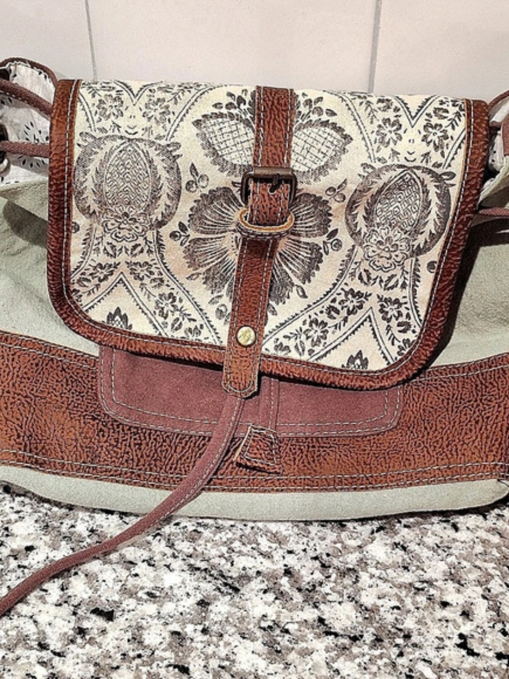 Myra Bag Floral Printed Convertible Backpack in Brown & Green